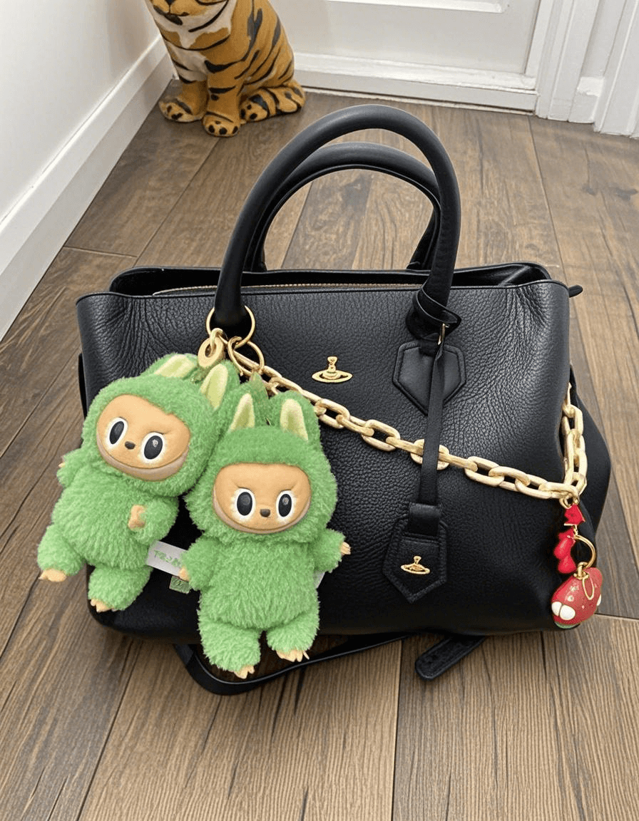 Labubu plush toys with luxury handbag